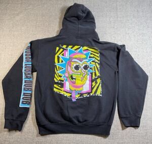 Rick and Morty Hoodie Adult S Black Wubba Lubba Dub Dub Graphic Pullover